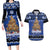 Personalised New Zealand July Christmas Couples Matching Long Sleeve Bodycon Dress and Hawaiian Shirt Maori Kiwi Xmas Tree - Blue
