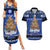 Personalised New Zealand July Christmas Couples Matching Summer Maxi Dress and Hawaiian Shirt Maori Kiwi Xmas Tree - Blue