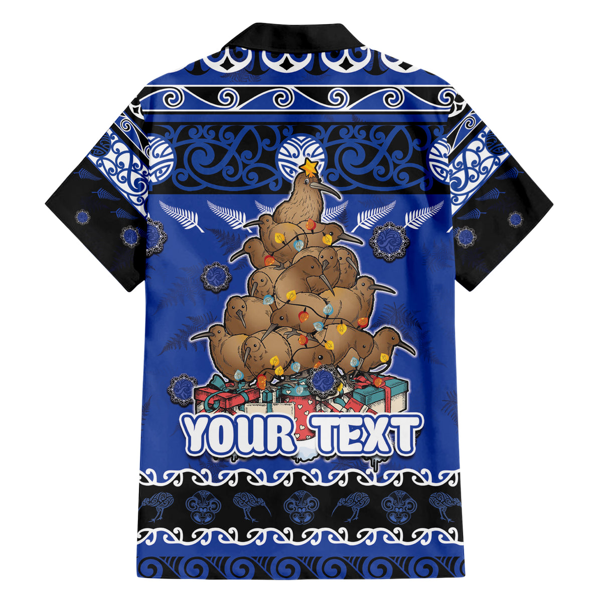Personalised New Zealand July Christmas Family Matching Short Sleeve Bodycon Dress and Hawaiian Shirt Maori Kiwi Xmas Tree - Blue LT05 - Polynesian Pride