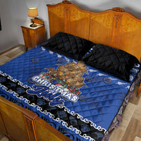 New Zealand July Christmas Quilt Bed Set Maori Kiwi Xmas Tree - Blue