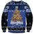 Personalised New Zealand July Christmas Sweatshirt Maori Kiwi Xmas Tree - Blue
