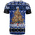 Personalised New Zealand July Christmas T Shirt Maori Kiwi Xmas Tree - Blue