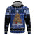 Personalised New Zealand July Christmas Zip Hoodie Maori Kiwi Xmas Tree - Blue