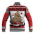 Personalised New Zealand July Christmas Baseball Jacket Maori Kiwi Xmas Tree - White