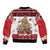 Personalised New Zealand July Christmas Bomber Jacket Maori Kiwi Xmas Tree - White