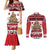 Personalised New Zealand July Christmas Couples Matching Mermaid Dress and Long Sleeve Button Shirt Maori Kiwi Xmas Tree - White