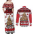 Personalised New Zealand July Christmas Couples Matching Off Shoulder Maxi Dress and Long Sleeve Button Shirt Maori Kiwi Xmas Tree - White