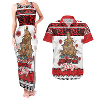 Personalised New Zealand July Christmas Couples Matching Tank Maxi Dress and Hawaiian Shirt Maori Kiwi Xmas Tree - White LT05 White - Polynesian Pride