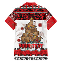 Personalised New Zealand July Christmas Family Matching Puletasi and Hawaiian Shirt Maori Kiwi Xmas Tree - White LT05 - Polynesian Pride