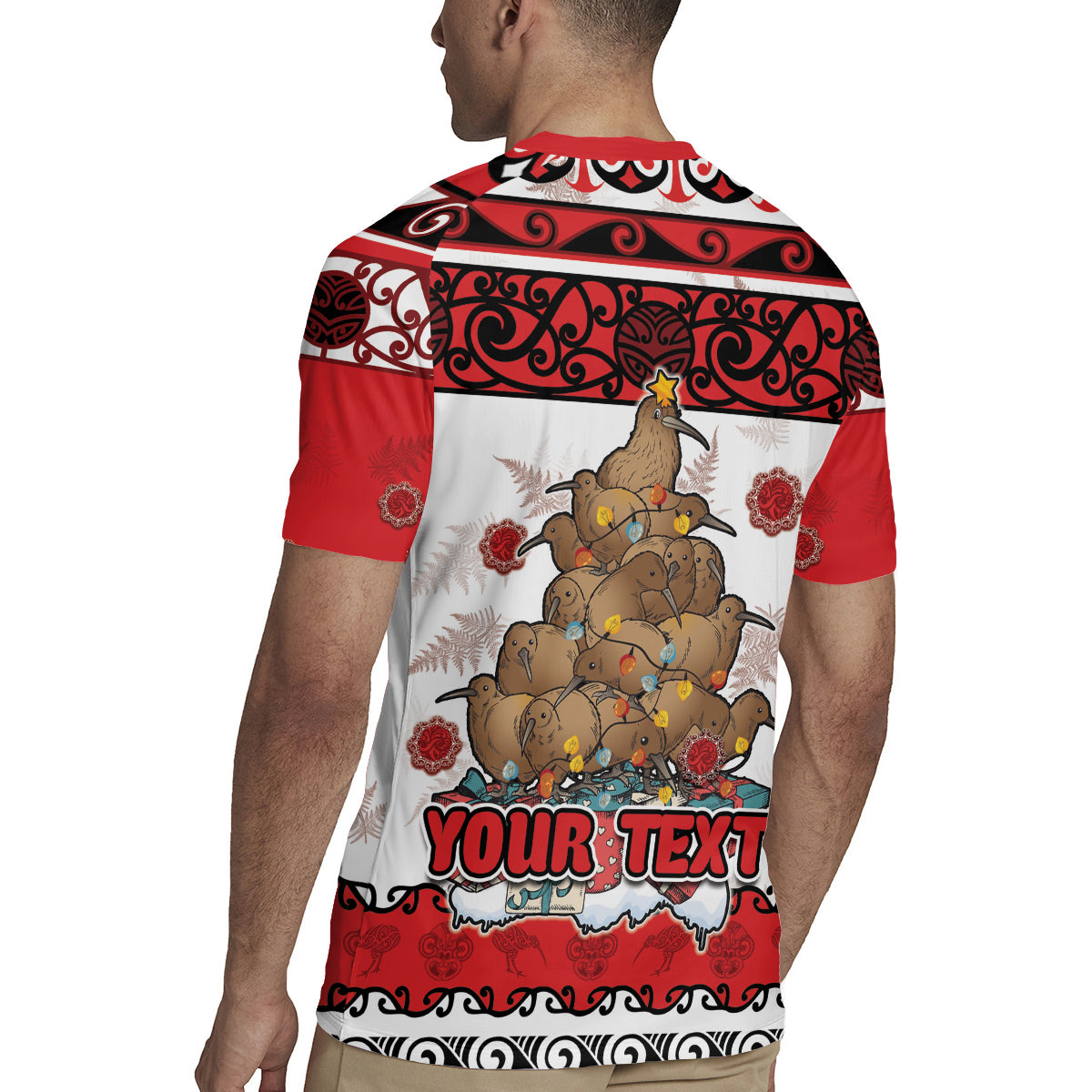 Personalised New Zealand July Christmas Rugby Jersey Maori Kiwi Xmas Tree - White LT05 - Polynesian Pride