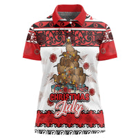 Personalised New Zealand July Christmas Women Polo Shirt Maori Kiwi Xmas Tree - White LT05 Female White - Polynesian Pride