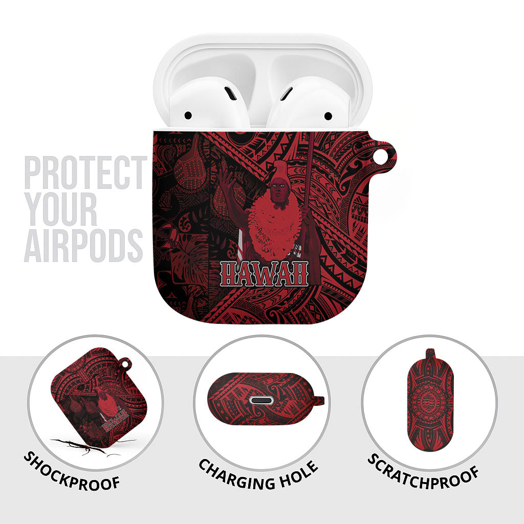 Hawaii King Kamehameha AirPods Case With Hawaiian Ipu Motifs Red Version