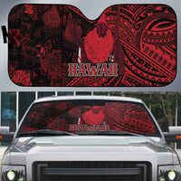 Hawaii King Kamehameha Auto Sun Shade With Hawaiian Ipu Motifs Red Version