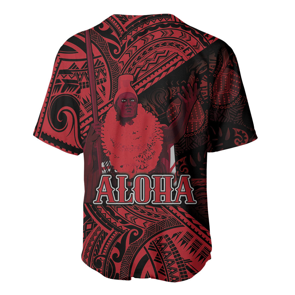 Hawaii King Kamehameha Baseball Jersey With Hawaiian Ipu Motifs Red Version