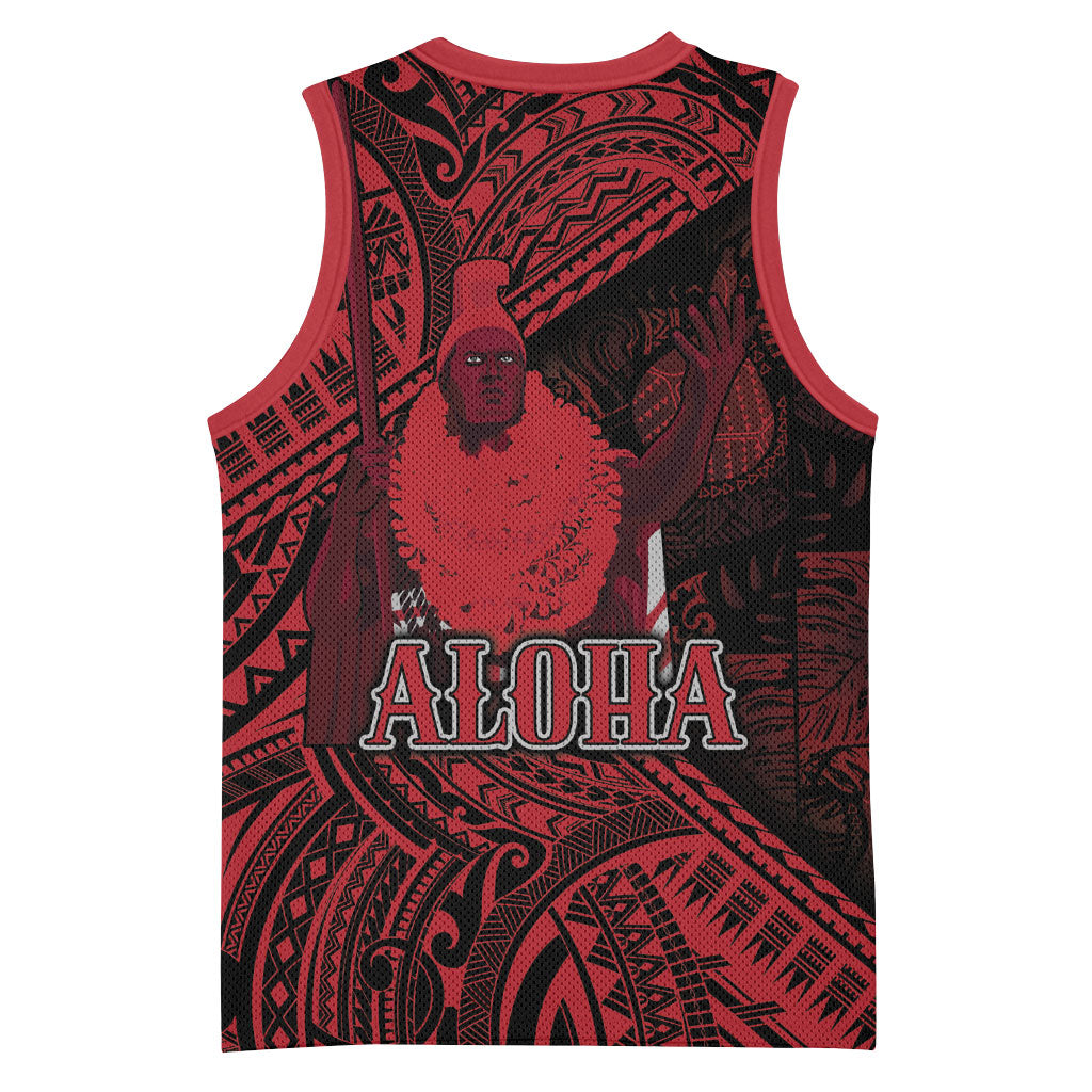 Hawaii King Kamehameha Basketball Jersey With Hawaiian Ipu Motifs Red Version
