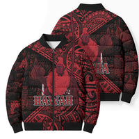 Hawaii King Kamehameha Bomber Puffer Jacket With Hawaiian Ipu Motifs Red Version