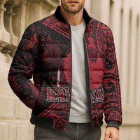 Hawaii King Kamehameha Bomber Puffer Jacket With Hawaiian Ipu Motifs Red Version