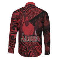 Hawaii King Kamehameha Family Matching Off Shoulder Short Dress and Hawaiian Shirt With Hawaiian Ipu Motifs Red Version LT05 - Polynesian Pride