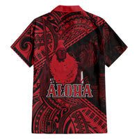 Hawaii King Kamehameha Family Matching Short Sleeve Bodycon Dress and Hawaiian Shirt With Hawaiian Ipu Motifs Red Version LT05 - Polynesian Pride