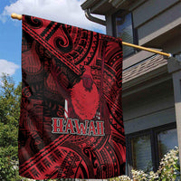 Hawaii King Kamehameha Garden Flag With Hawaiian Ipu Motifs Red Version