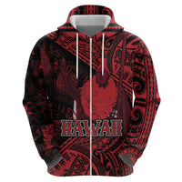 Hawaii King Kamehameha Hoodie With Hawaiian Ipu Motifs Red Version LT05 - Polynesian Pride