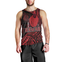 Hawaii King Kamehameha Men Tank Top With Hawaiian Ipu Motifs Red Version