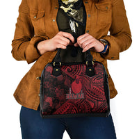 Hawaii King Kamehameha Shoulder Handbag With Hawaiian Ipu Motifs Red Version