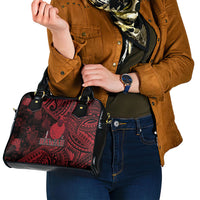 Hawaii King Kamehameha Shoulder Handbag With Hawaiian Ipu Motifs Red Version