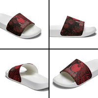 Hawaii King Kamehameha Slide Sandals With Hawaiian Ipu Motifs Red Version