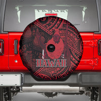 Hawaii King Kamehameha Spare Tire Cover With Hawaiian Ipu Motifs Red Version