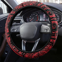 Hawaii King Kamehameha Steering Wheel Cover With Hawaiian Ipu Motifs Red Version