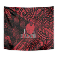 Hawaii King Kamehameha Tapestry With Hawaiian Ipu Motifs Red Version