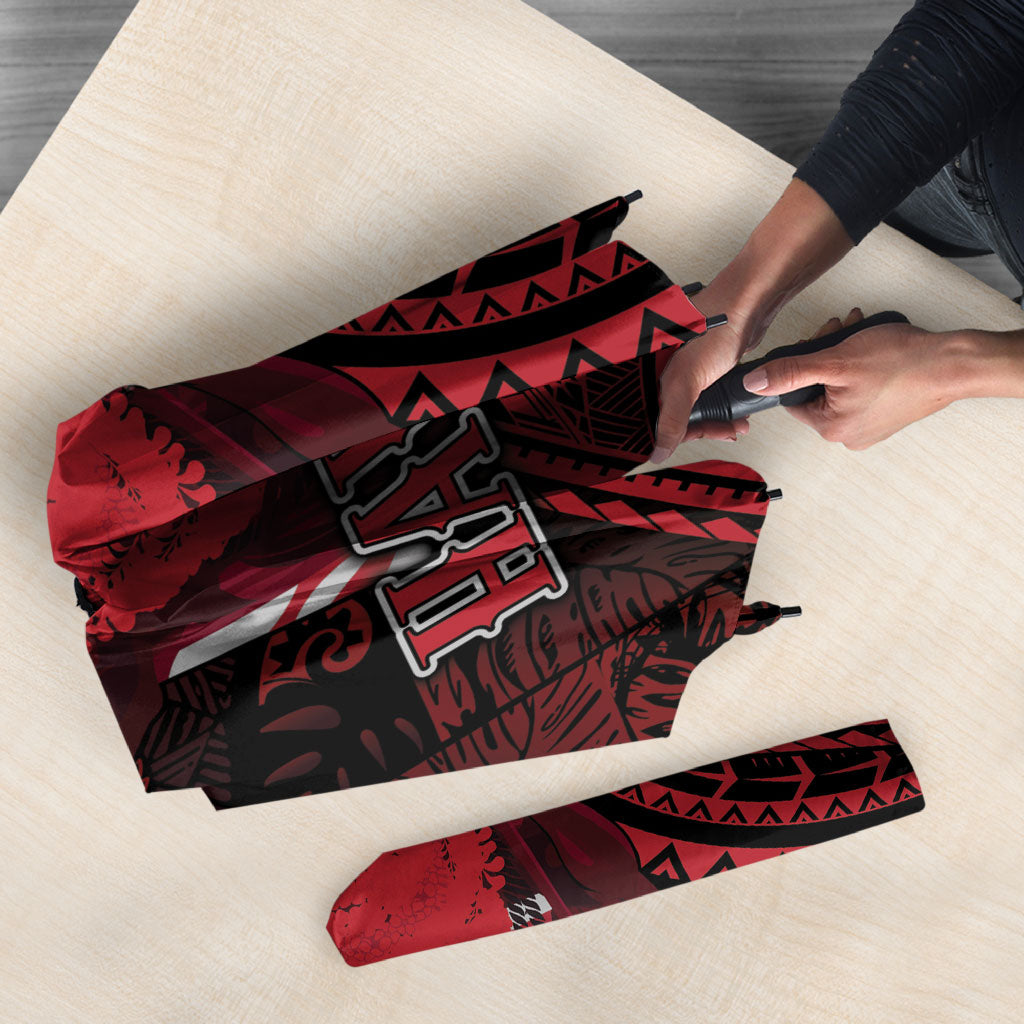 Hawaii King Kamehameha Umbrella With Hawaiian Ipu Motifs Red Version
