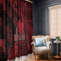 Hawaii King Kamehameha Window Curtain With Hawaiian Ipu Motifs Red Version