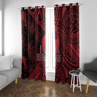 Hawaii King Kamehameha Window Curtain With Hawaiian Ipu Motifs Red Version
