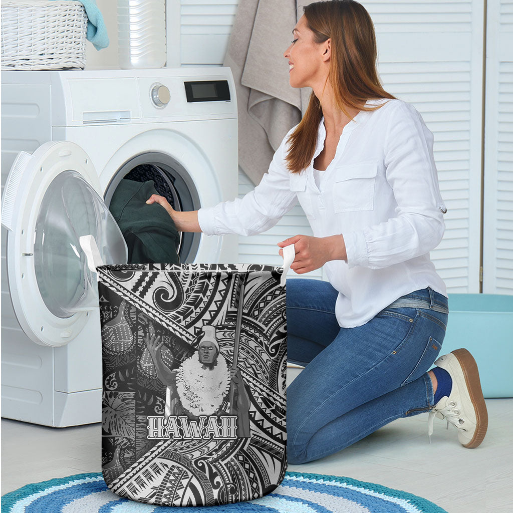 Hawaii King Kamehameha Laundry Basket With Hawaiian Ipu Motifs Black Version