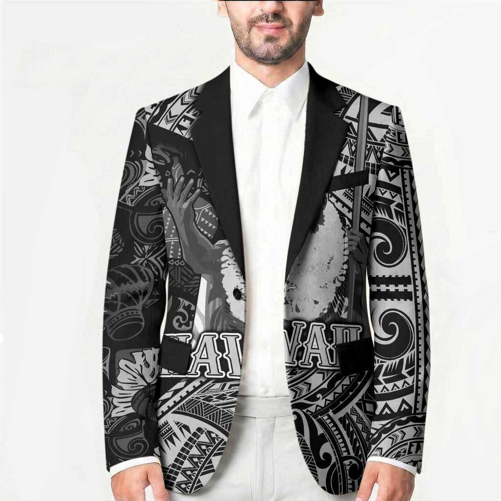 Hawaii King Kamehameha Blazer With Hawaiian Ipu Motifs Black Version