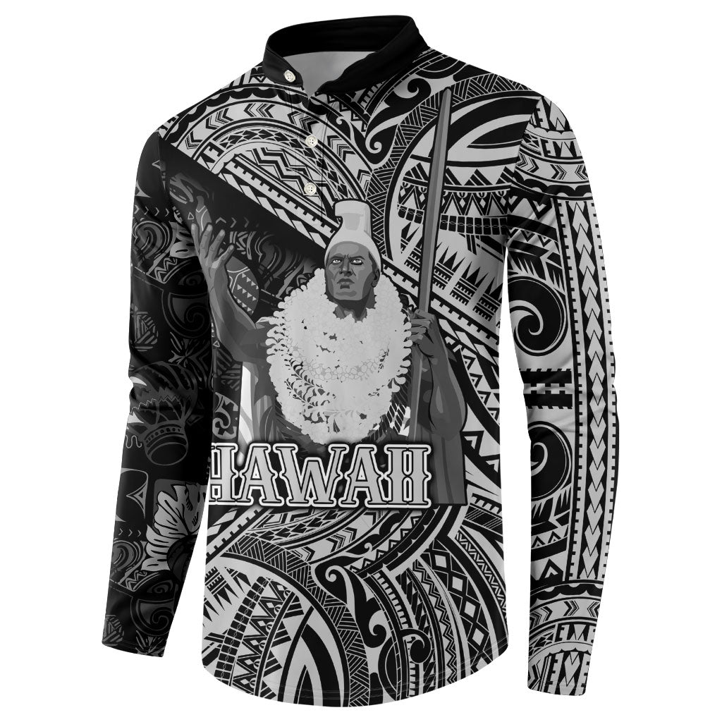 Hawaii King Kamehameha Button Sweatshirt With Hawaiian Ipu Motifs Black Version