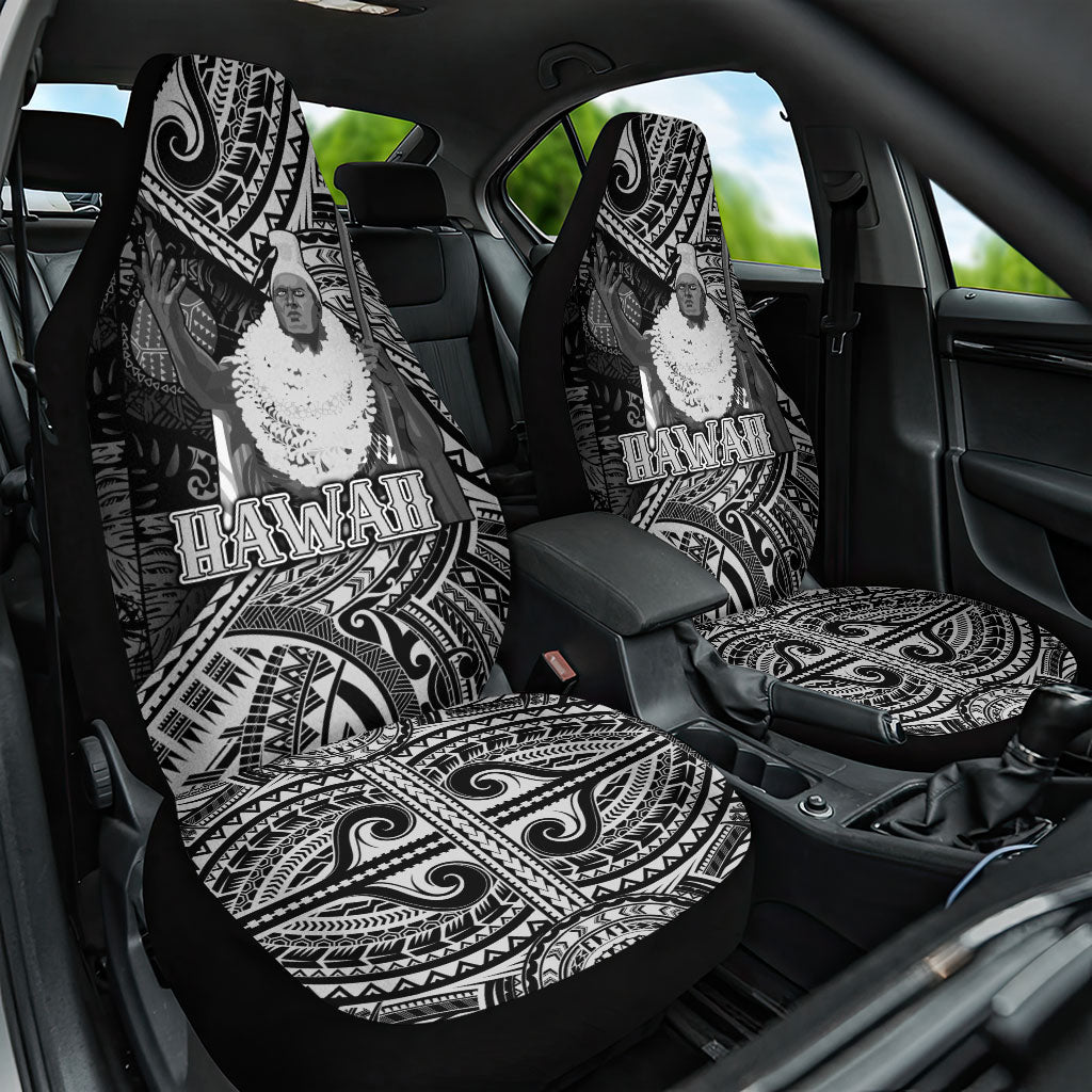Hawaii King Kamehameha Car Seat Cover With Hawaiian Ipu Motifs Black Version
