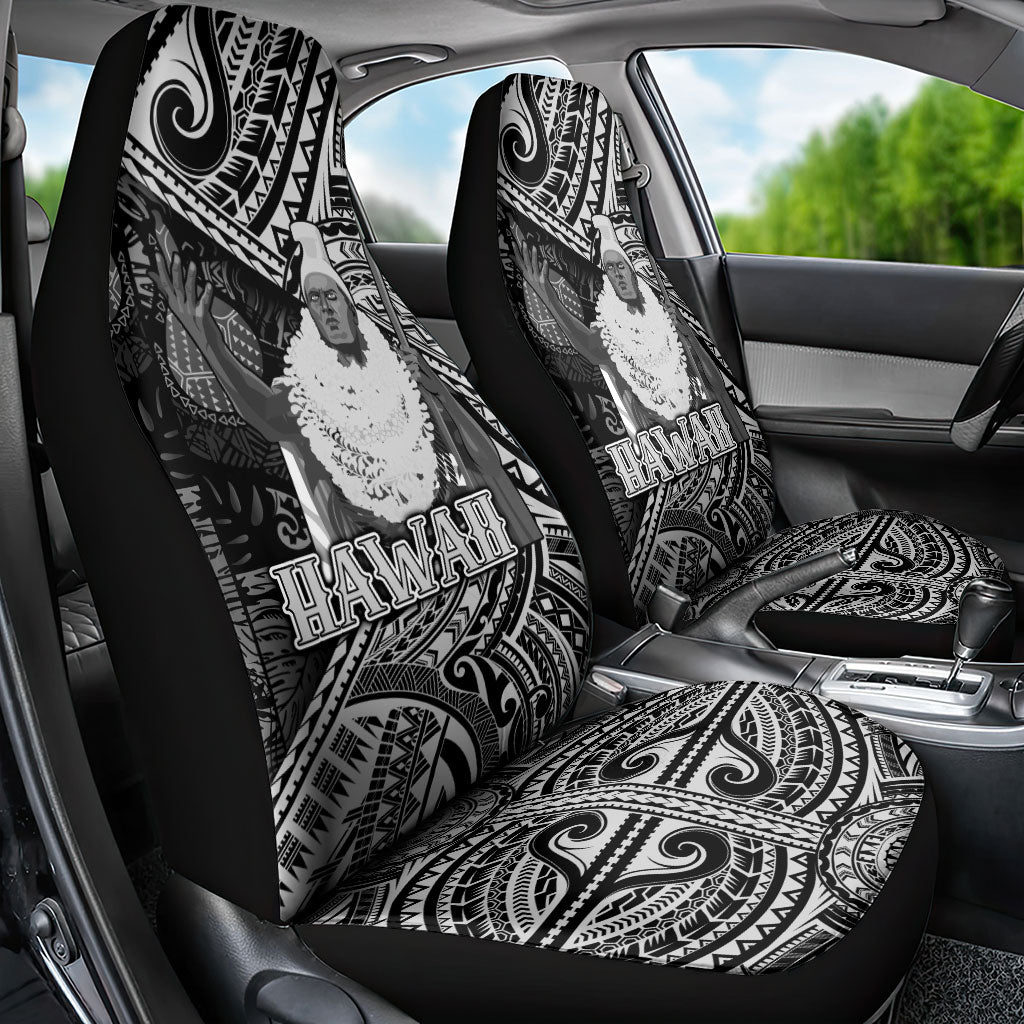 Hawaii King Kamehameha Car Seat Cover With Hawaiian Ipu Motifs Black Version