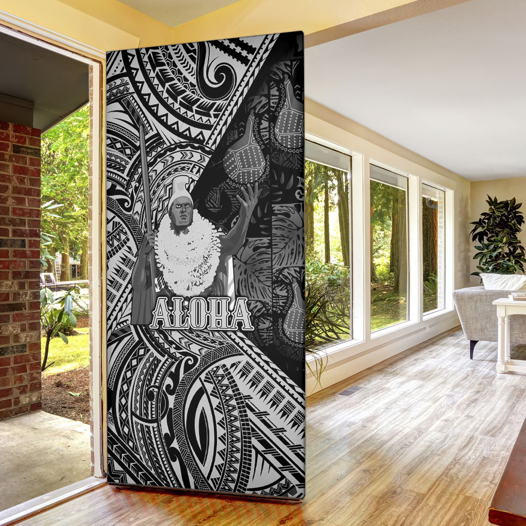 Hawaii King Kamehameha Door Cover With Hawaiian Ipu Motifs Black Version