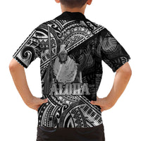 Hawaii King Kamehameha Family Matching Off Shoulder Maxi Dress and Hawaiian Shirt With Hawaiian Ipu Motifs Black Version LT05 - Polynesian Pride