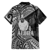 Hawaii King Kamehameha Family Matching Off Shoulder Short Dress and Hawaiian Shirt With Hawaiian Ipu Motifs Black Version LT05 - Polynesian Pride