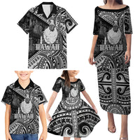 Hawaii King Kamehameha Family Matching Puletasi and Hawaiian Shirt With Hawaiian Ipu Motifs Black Version LT05 - Polynesian Pride