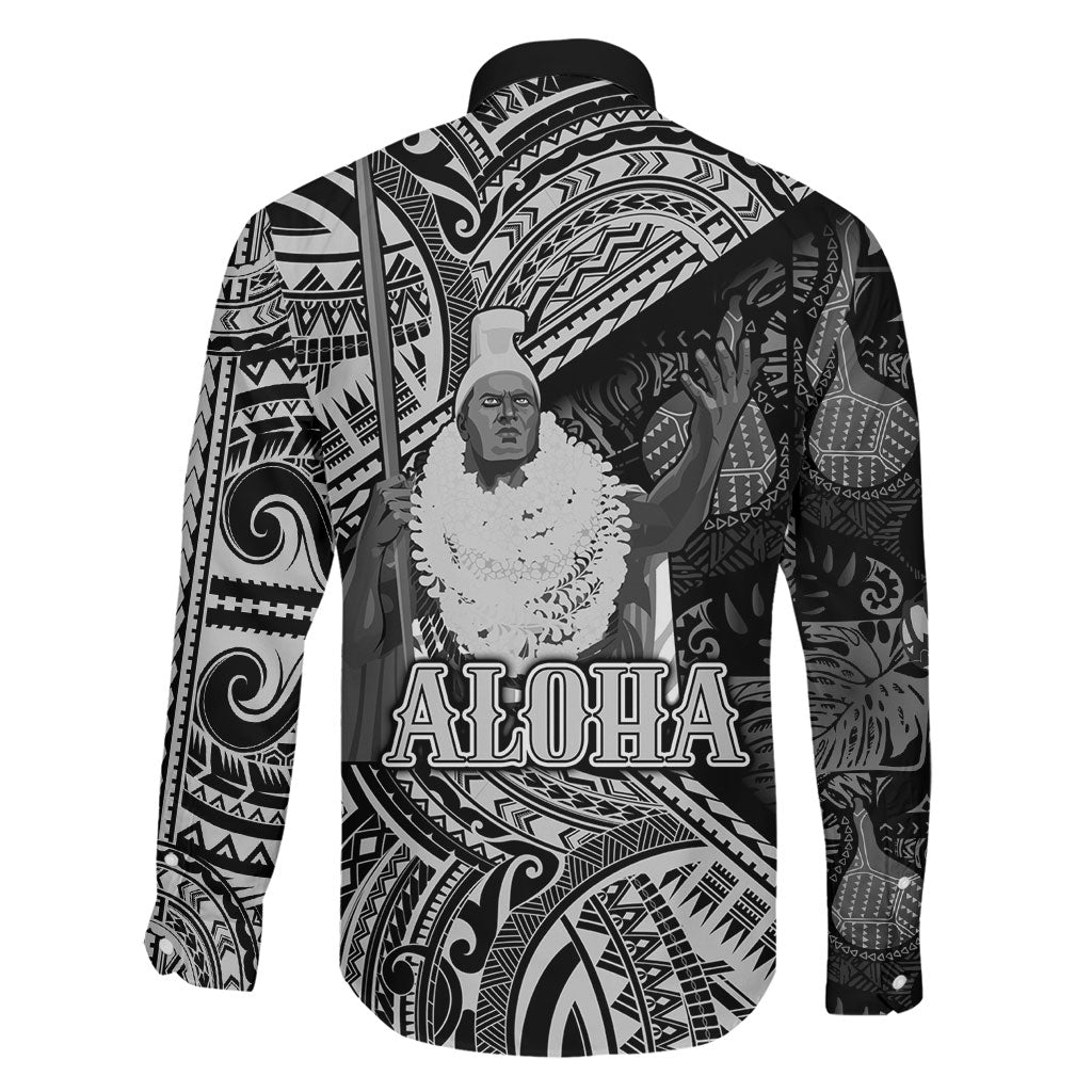 Hawaii King Kamehameha Family Matching Summer Maxi Dress and Hawaiian Shirt With Hawaiian Ipu Motifs Black Version LT05 - Polynesian Pride