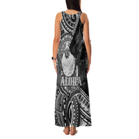 Hawaii King Kamehameha Family Matching Tank Maxi Dress and Hawaiian Shirt With Hawaiian Ipu Motifs Black Version LT05 - Polynesian Pride