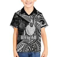 Hawaii King Kamehameha Family Matching Tank Maxi Dress and Hawaiian Shirt With Hawaiian Ipu Motifs Black Version LT05 Son's Shirt Black - Polynesian Pride