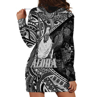 Hawaii King Kamehameha Hoodie Dress With Hawaiian Ipu Motifs Black Version