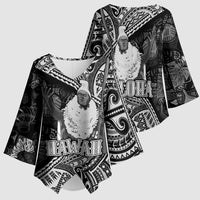 Hawaii King Kamehameha Kimono Sleeve Blouse With Hawaiian Ipu Motifs Black Version
