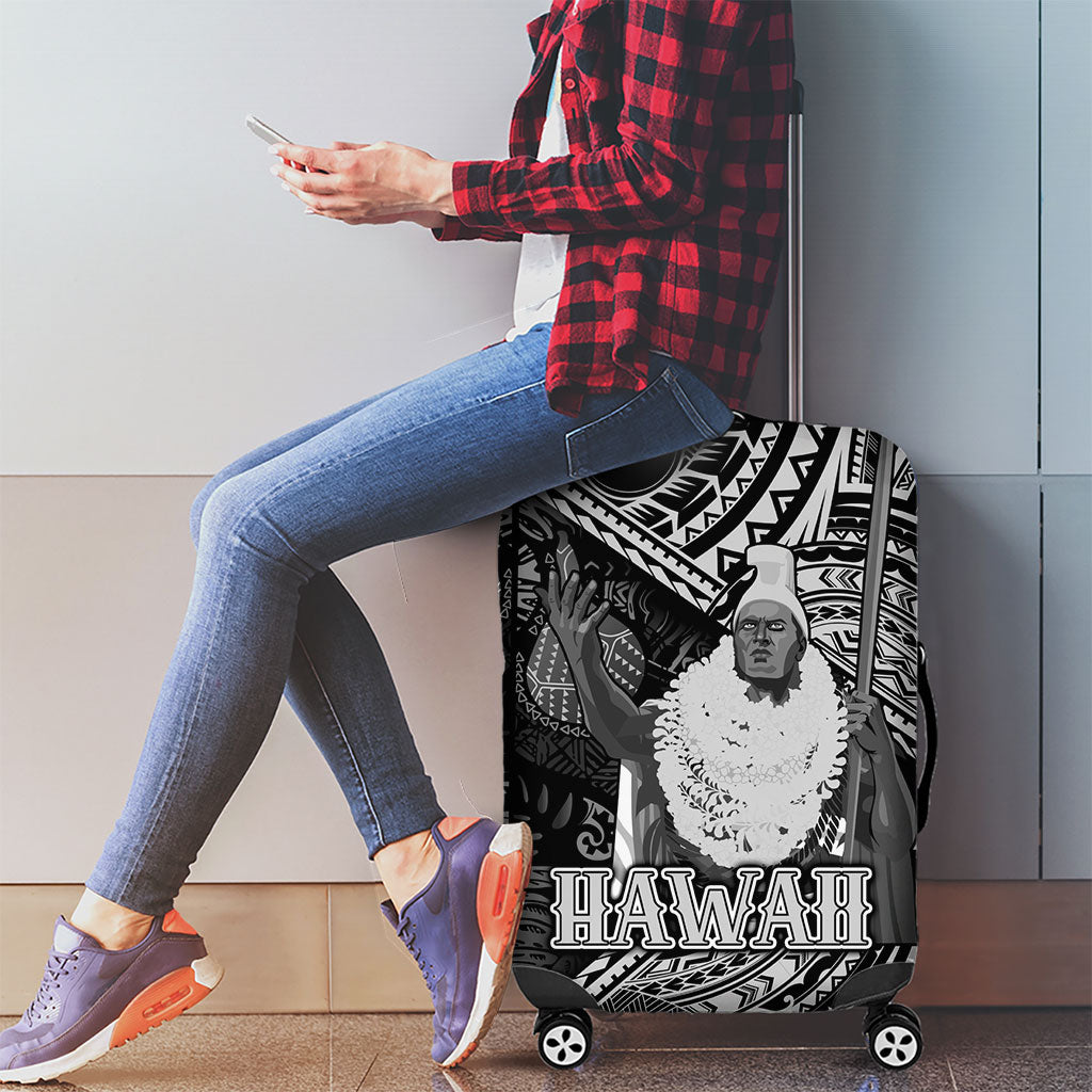 Hawaii King Kamehameha Luggage Cover With Hawaiian Ipu Motifs Black Version